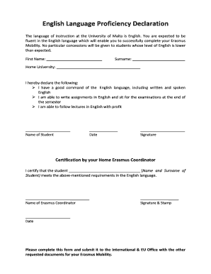English Proficiency Declaration  Form