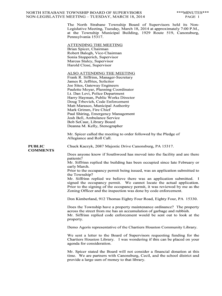 March 18 Non Legislative Minutesdoc Form