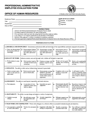 Professionaladministrative Employee Evaluation Bb Wetherhaven Tamiu  Form