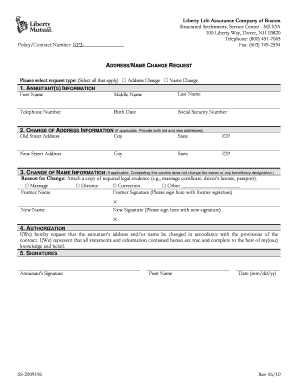 AddressName Change Request Form Liberty Life