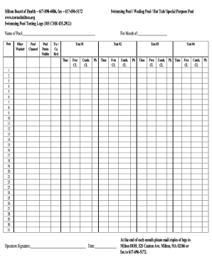 Pool Chem Test Log  Form