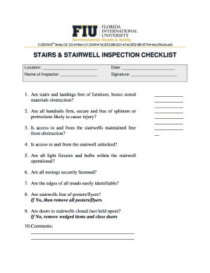 Staircase Inspection Checklist  Form