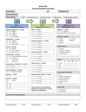 Personal Graduation Plan Overview  Form