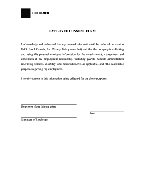 Employee Consent Form Personal Information