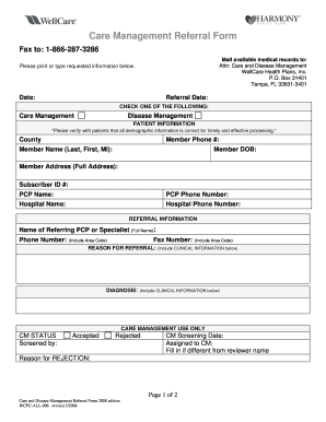Care Management Referral Form Wellcare