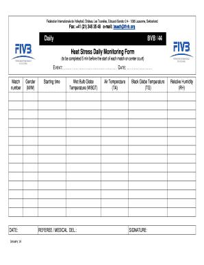 Heat Stress Daily Monitoring Form Daily BVB 44 Fivb Fivb