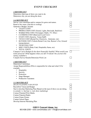 Concert Checklist PDF  Form