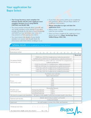 Bupa Application Form