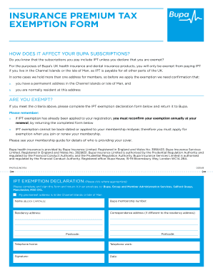 Bupa Ipt Exemption Form