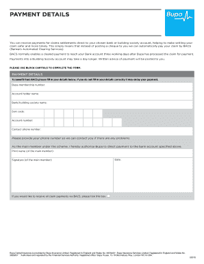 Download Bupa BACS Form Bupa by You Health Insurance