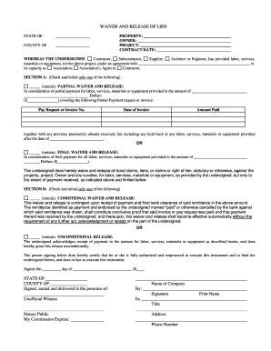 LIEN WAIVER and RELEASE FORM