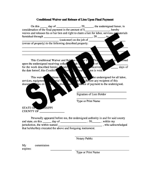 Lien Waiver Template Word  Form