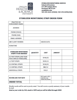 Ohsu Sterilizer Monitoring Service  Form