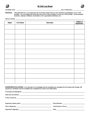 Ib Cas Log Sheet  Form