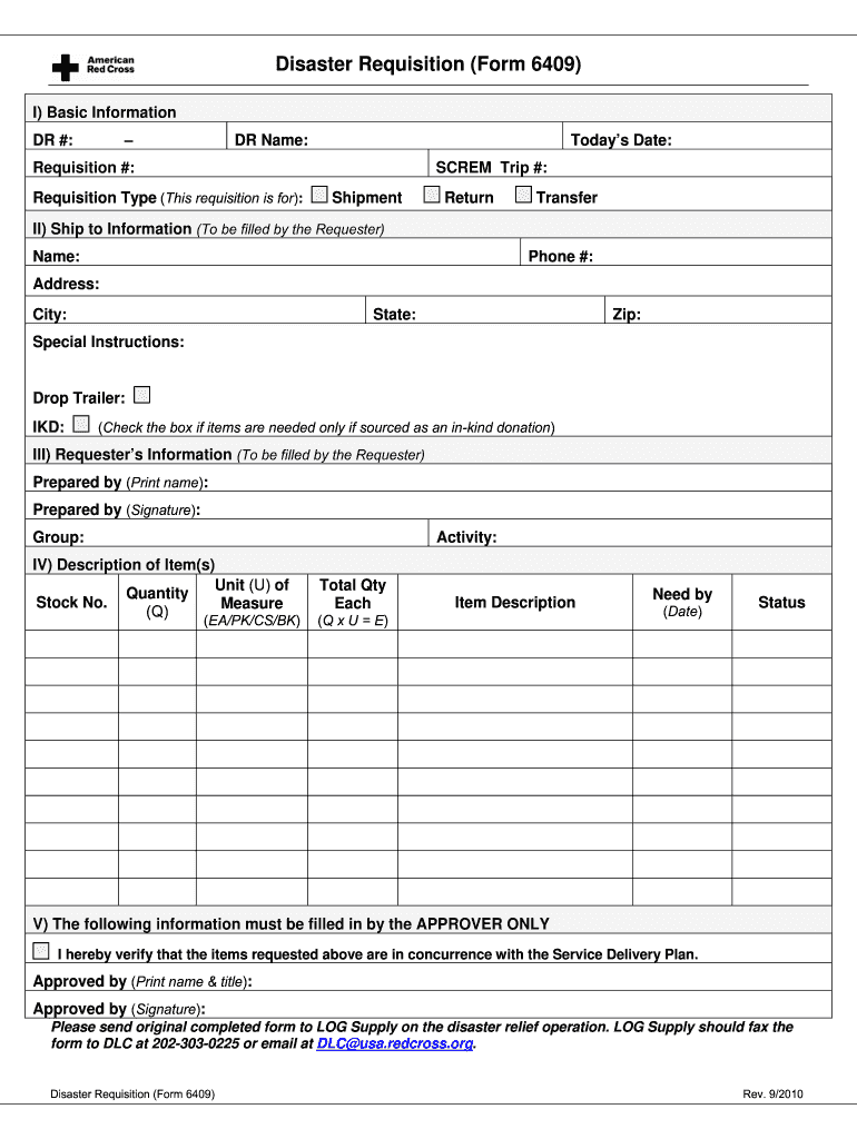  Red Cross 6409 Form 2010