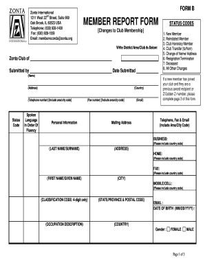 Member Report Form B Zonta International