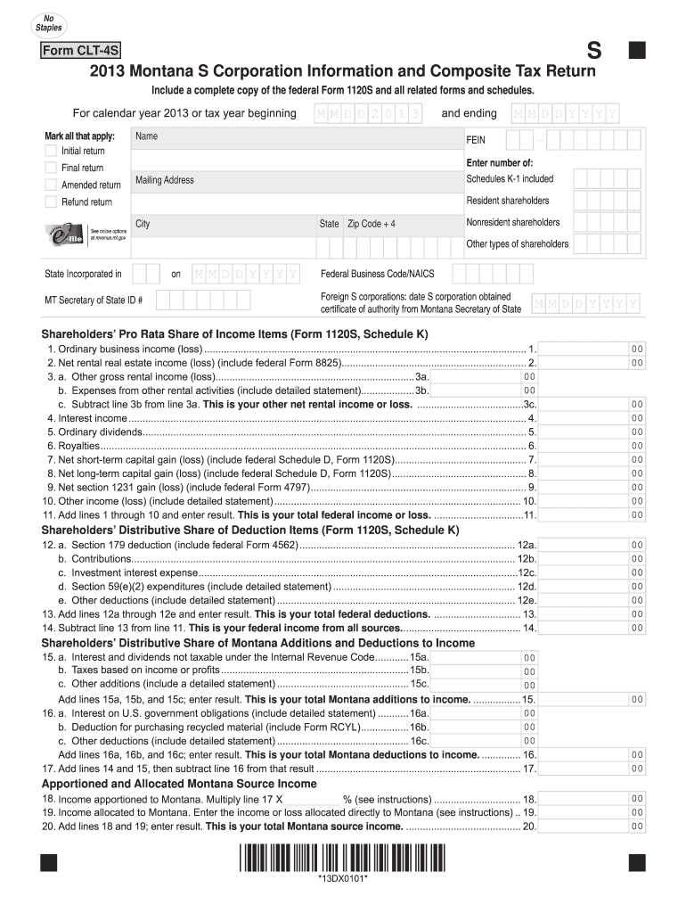  Form Montana Department of Revenue Revenue Mt 2013