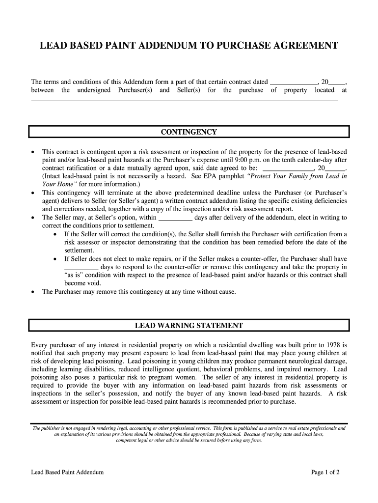 Lead Based Paint Disclosure Florida PDF  Form