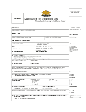Bulgaria Visa Application Form PDF