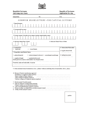 Suriname Visa Application Form PDF