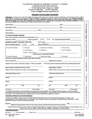 Sarasota County School Records Form