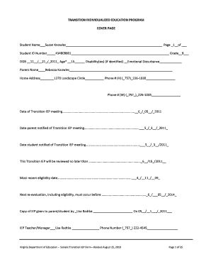 Virginia Iep Example  Form