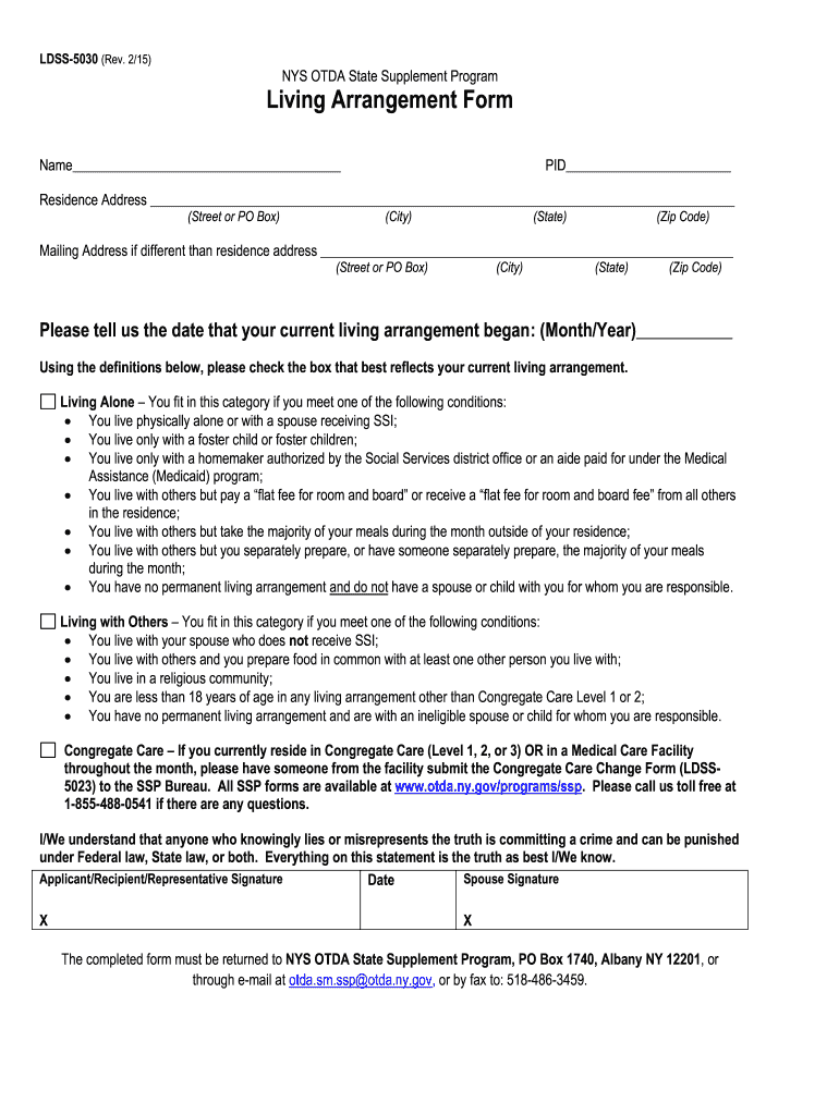 Living Arrangement Form