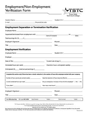 Employment Verification Form Texas