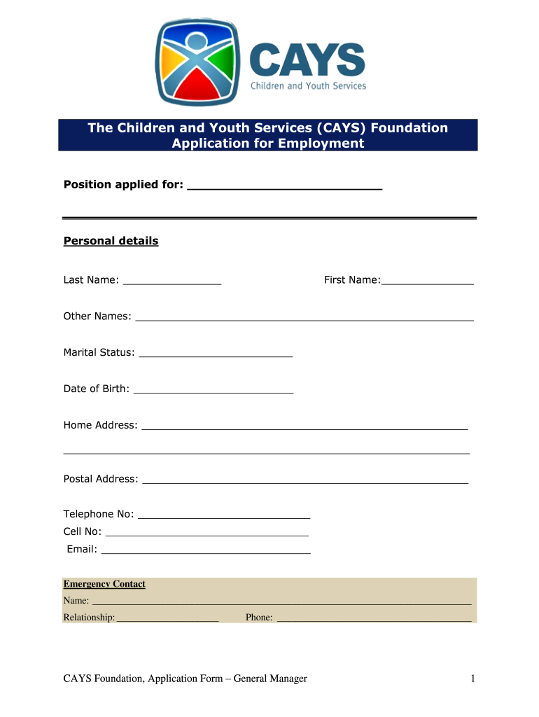 Cays Foundation  Form