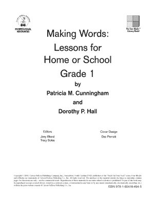 Making Words Grade 1 PDF  Form