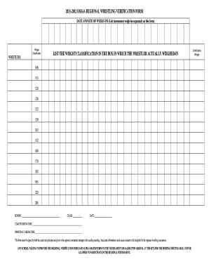 Fishing Tournament Weigh in Sheet  Form