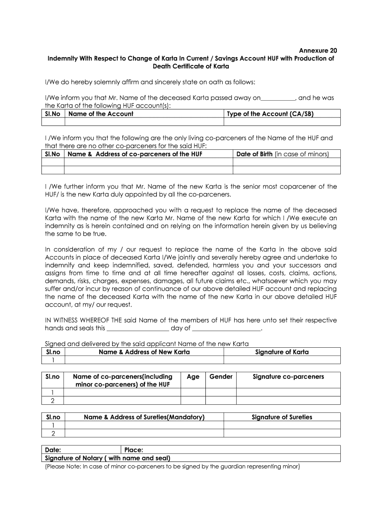 Affidavit Cum Indemnity Letter  Form