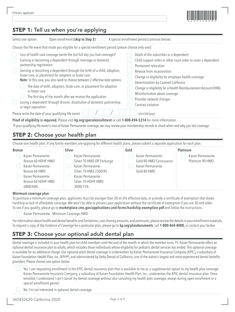 EmployeeDependent Change Form Kaiser Permanente Brokers