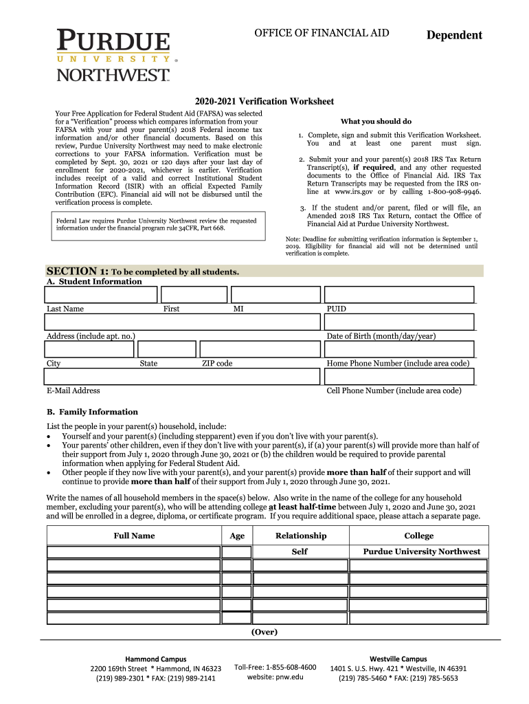 Financial Aid VerificationOffice of Financial Aid and  Form