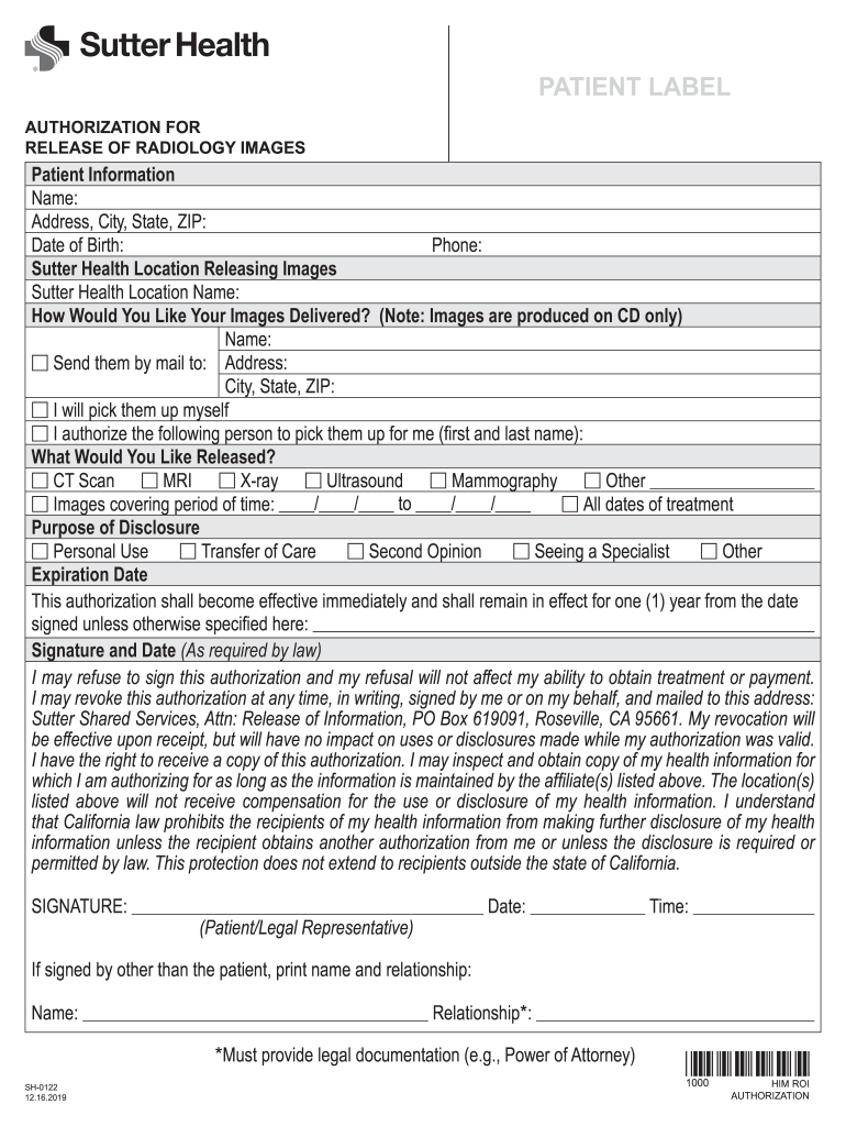 Sutter Release  Form