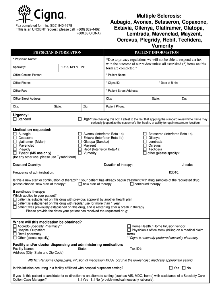  Multiple Sclerosis PSC Prior Authorization Form Prior Authorization Form for Multiple Sclerosis Medications 2020