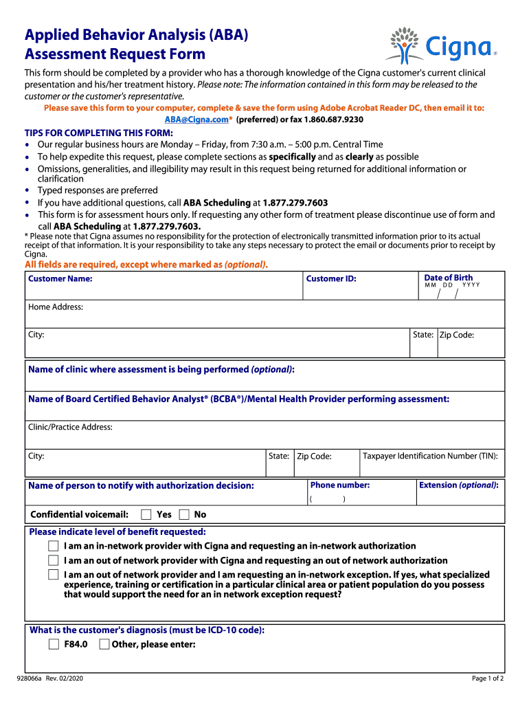 Cigna Aba Request Form