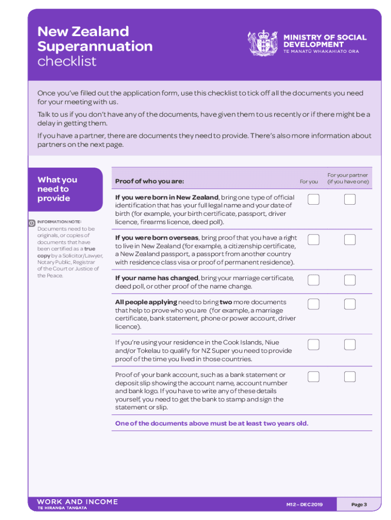  New Zealand Superannuation Application Form for Current Clients 2019