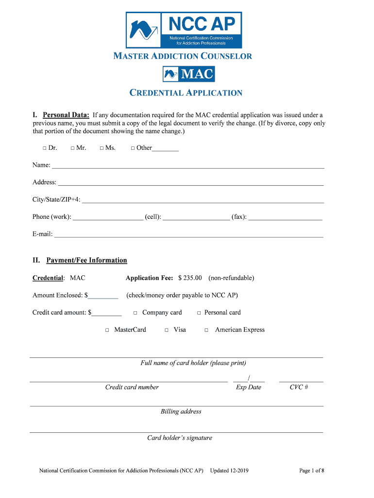 MASTER ADDICTION COUNSELOR  Form
