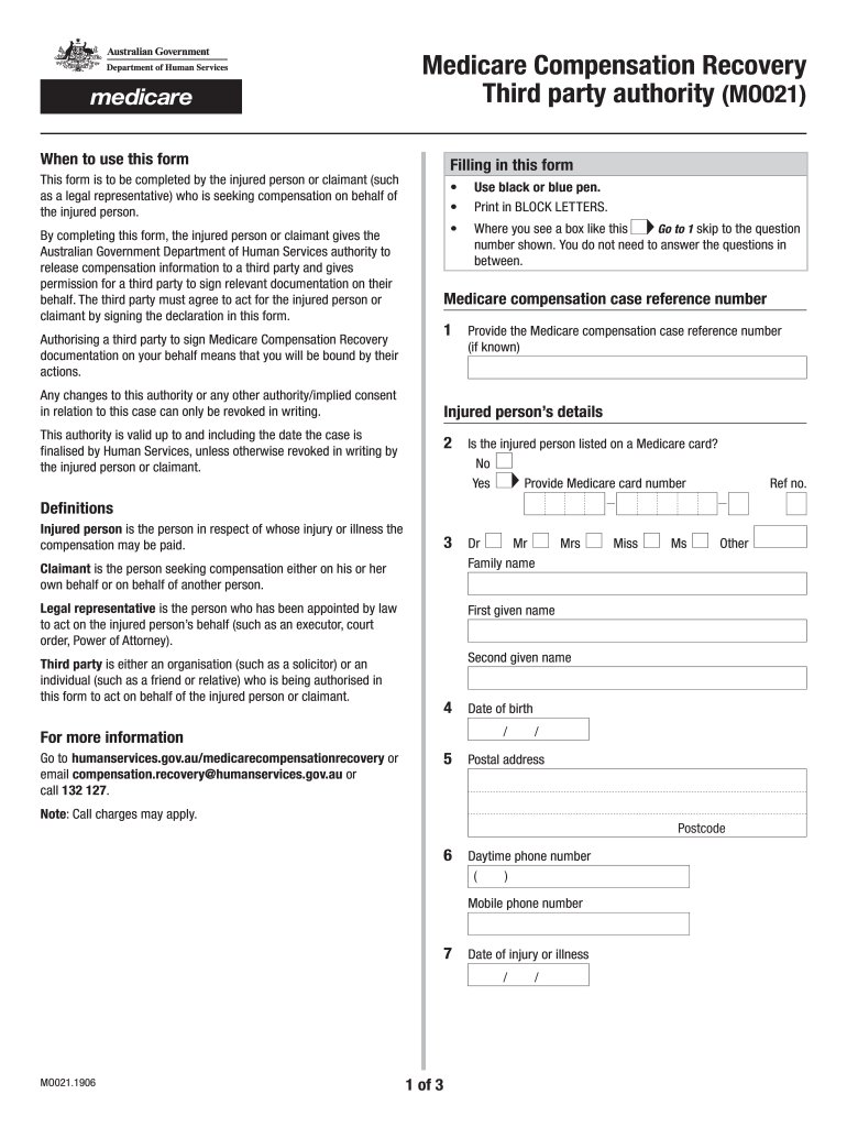  Medicare Compensation Recovery Third Party Authority MO021 2019-2024