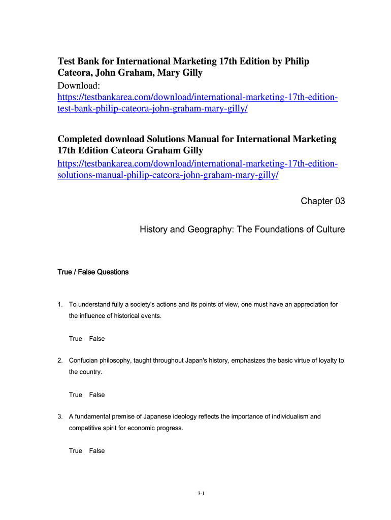 International Marketing Test Bank PDF  Form