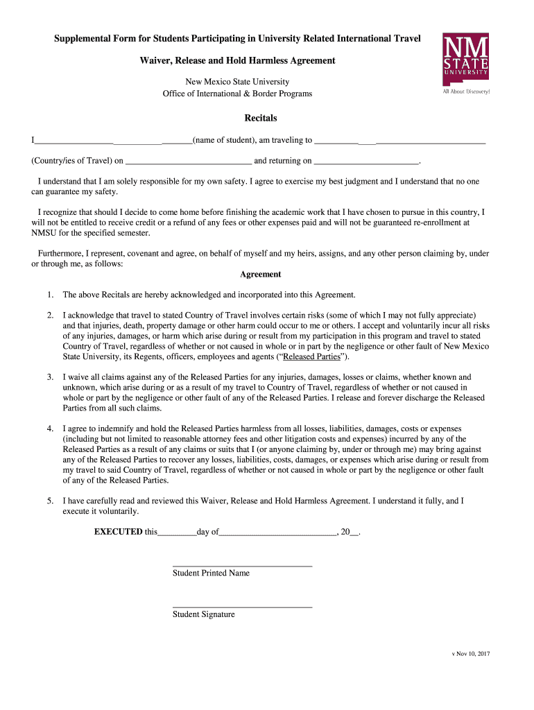  Supplemental Form for Students Participating in University 2017-2024