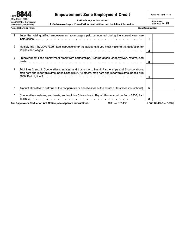  Form 8844 Rev March  Internal Revenue Service 2020-2024