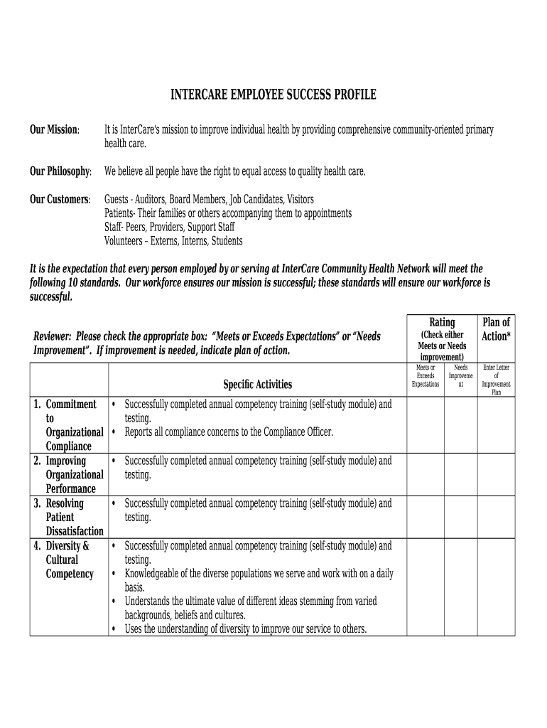 Success Profile Template  Form