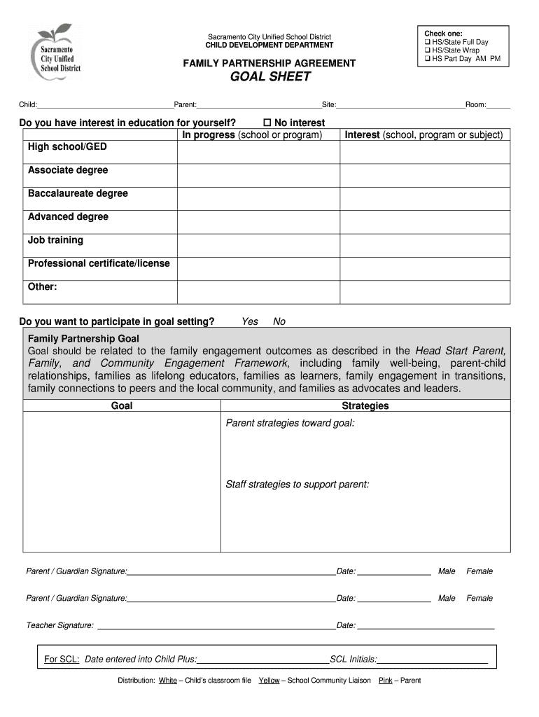 Get and Sign Goal Sheet Sacramento City Unified 2019-2022 Form