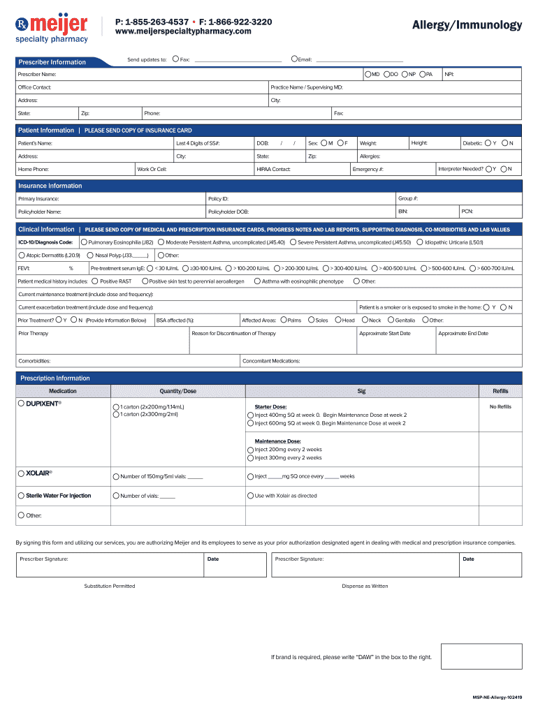  P F AllergyImmunology Wwwmeierspecialtyparmacycom 2019-2024