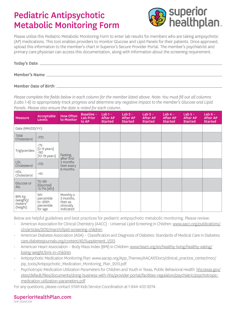 Metabolic Monitoring Form