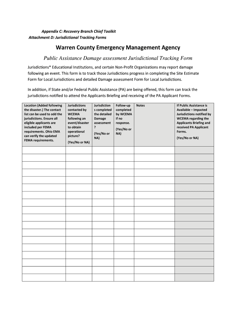 Jurisdictional Tracking Form for Damage Assessment DOCX