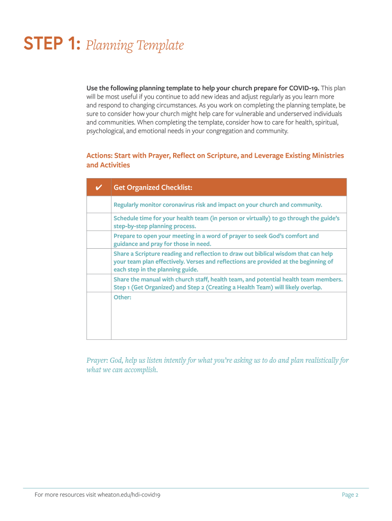  Coronavirus COVID 19 Church Planning Template 2020-2024