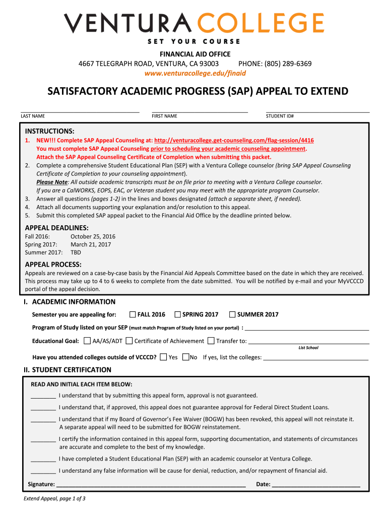 Financial Aid CounselingVentura College  Form